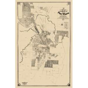  FORT WORTH & VICINITY TEXAS (TX) MAP 1888