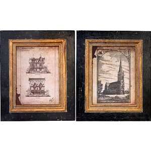  Antiqued Wall Decor Vintage Wall Art III Set Of 2: Home 