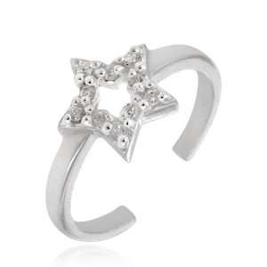  Sterling Silver CZ Star Toe Ring: Jewelry