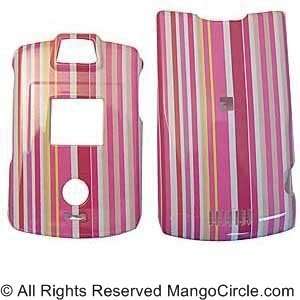   V3M RAZR FACEPLATE/COVER/CASE STRIPES PINK: Cell Phones & Accessories