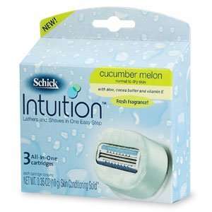 Schick Intuition Razors Refills, Cucumber Melon 1pkg (3 cartridges)