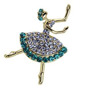  Ballerina Crystal Brooch Pin   Blue Dahlia Jewelry