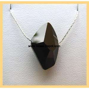   Galactic Jet Black Crystal 925 Silver Chain Necklace 