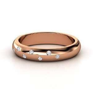    Starry Night Band, 18K Rose Gold Ring with Diamond: Jewelry