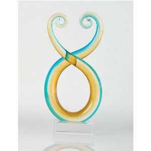    L276 Aqua Curl Handblown Glass Art Sculpture