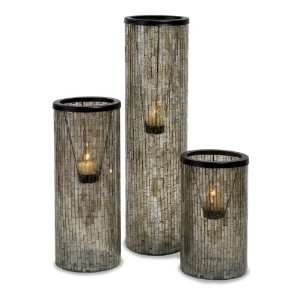  Set of 3 Gray Brickstone Style Tealight Candle Holders 