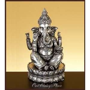 Hindu Ganesha Elephant Pewter Finish Statue