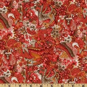  44 Wide Morris Mania Forest Animals Red Fabric By The 
