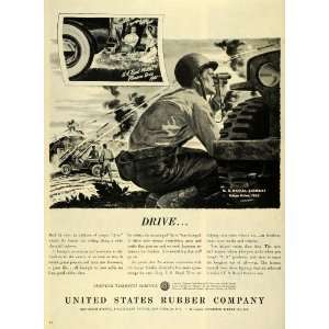 : 1945 Ad United States Rubber Co US Royal Tires WWII Combat Military 
