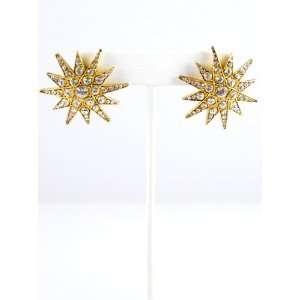   : Elizabeth Cole jewelry starburst crystal 24k gold earrings: Jewelry