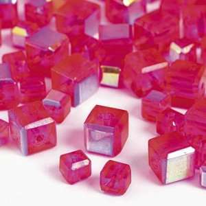  Fuchsia Cube AB Cut Crystal Beads   4mm 6mm   Beading 