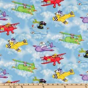  44 Wide Aviator Dogs Blue Fabric By The Yard Arts 