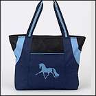 LILA TROTTING HORSE BLUE ROOMY STABLE TOTE HAND TRAVEL BAG