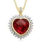 Lab created Red Ruby heart necklace with diamonds  