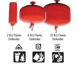 FLAME DEFENDER 2 KG AUTO FIRE EXTINGUISHERS GROW ROOMS 870883002718 