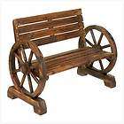  Wood Western Wagon Wheel Sturdy Love Seat Size Garden or Patio Bench