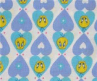 Tweety Bird Hearts Scrubs Cotton Fabric 1 YARD YD  