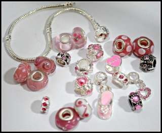   Style Charm Bead Set with Bracelet   Pink Mix FREE SHIPPING!  