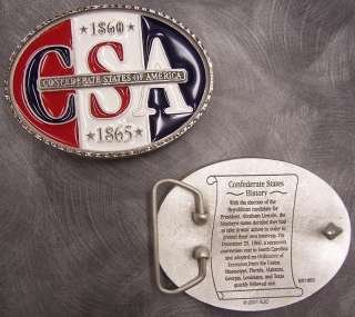 CSA Pewter Belt Buckle Confederate States Oval NEW  