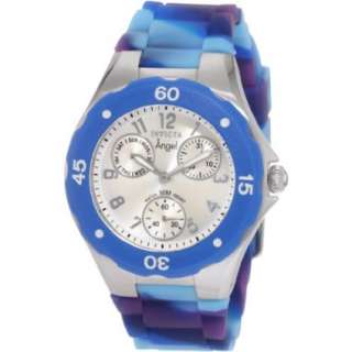 1494 Angel Silver Dial Multi Blue and Purple Colored Rubber Watch 