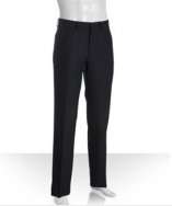 Prada navy tonal pinstripe stretch wool flat front pants style 
