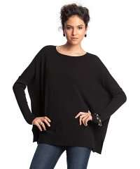    black cashmere oversized ballet neck slim sleeve sweater 