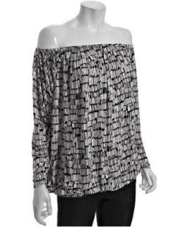 MICHAEL Michael Kors black jersey abstract print off the shoulder top 