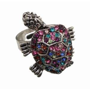 Hawaii Sea Turtle Ring, Multicolor Crystal Rhinestone, *  