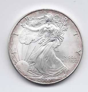 2000 American Silver Eagle 1 OZ Silver Coin UNC In Hard Case  