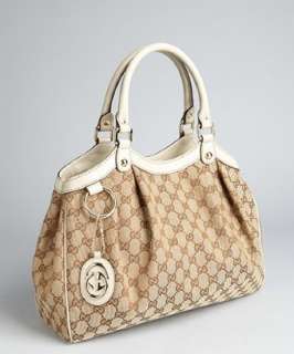 Gucci beige and cream GG canvas Sukey top handle bag   up to 