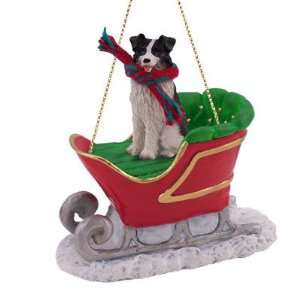  BORDER COLLIE Dog on a SLEIGH Ride Christmas Ornament 
