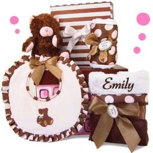   Girl Gift Set   5 Piece Pink & Brown Set w/ Gift Box: Home & Kitchen