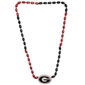  Georgia Bulldogs In Line Football Bead Necklace: Sports 