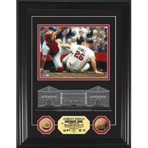 Johnny Bench Hall of Fame Archival Etched Glass Framed 6 x 9 