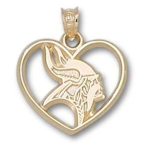 Minnesota Vikings 14K Gold Viking Logo Heart Pendant 