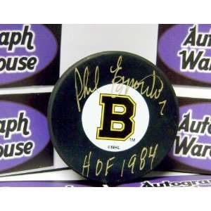 Signed Phil Esposito Hockey Puck   (Boston Bruins)   Autographed NHL 