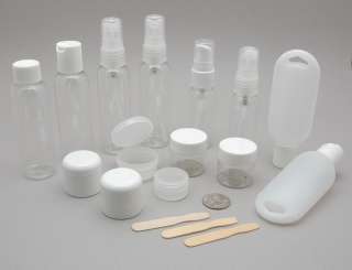 Carry On Mini Travel plastic containers TSA bottles jars ~ 17pc kit C2