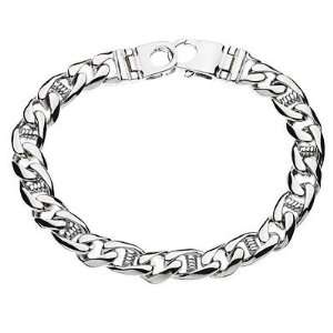   Silver Mens Handmade Link Bracelet Rhodium Plated 42.2g Jewelry