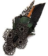 Jane Tran   Black Metallic Lace and Feather Tail Clip