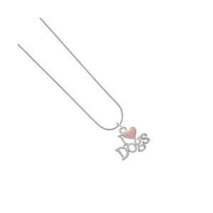  I love Dogs with Pink Heart   Silver Plated Snake Chain 