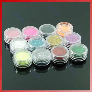 12 x Color Glitter Dust Powder Decoration Nail Art Tips  