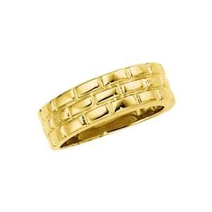  14K Yellow Gold Tapered Brick Design Band Katarina Jewelry