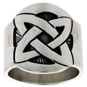   HOPI Inspired Sterling Silver Ring with Knot Pattern size 8: Jewelry