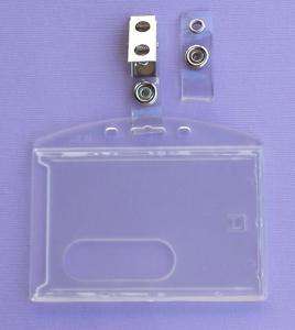Card Plastic ID Card Badge Holder with Clip&Strap  