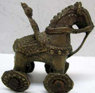 Asian Antique Bronze Figurine Pull Toy Horse Hand Made  