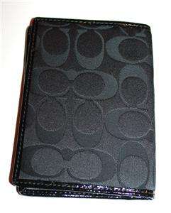 New Black COACH Signature Appliqué Passport Case Holder Wallet 61015 
