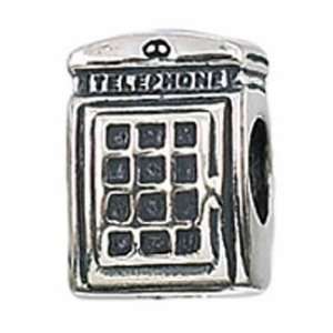   Sterling Silver Telephone Booth Bead Charm BZ 2108 Zable Jewelry