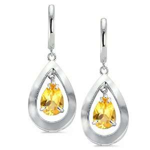   Genuine Pear Cut Citrine Center Stones In Silver. CLEVEREVE Jewelry