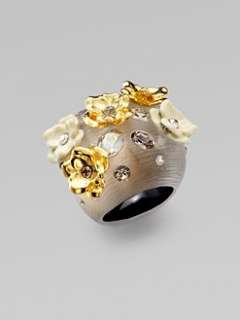 Alexis Bittar   Swarovski Crystal Accented Floral Lucite Ring