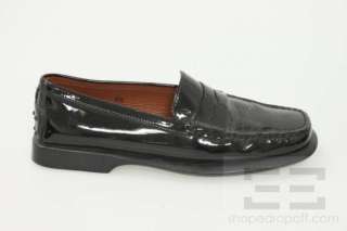 Tods Black Patent Leather Womens Penny Loafer Flats Size 8.5  